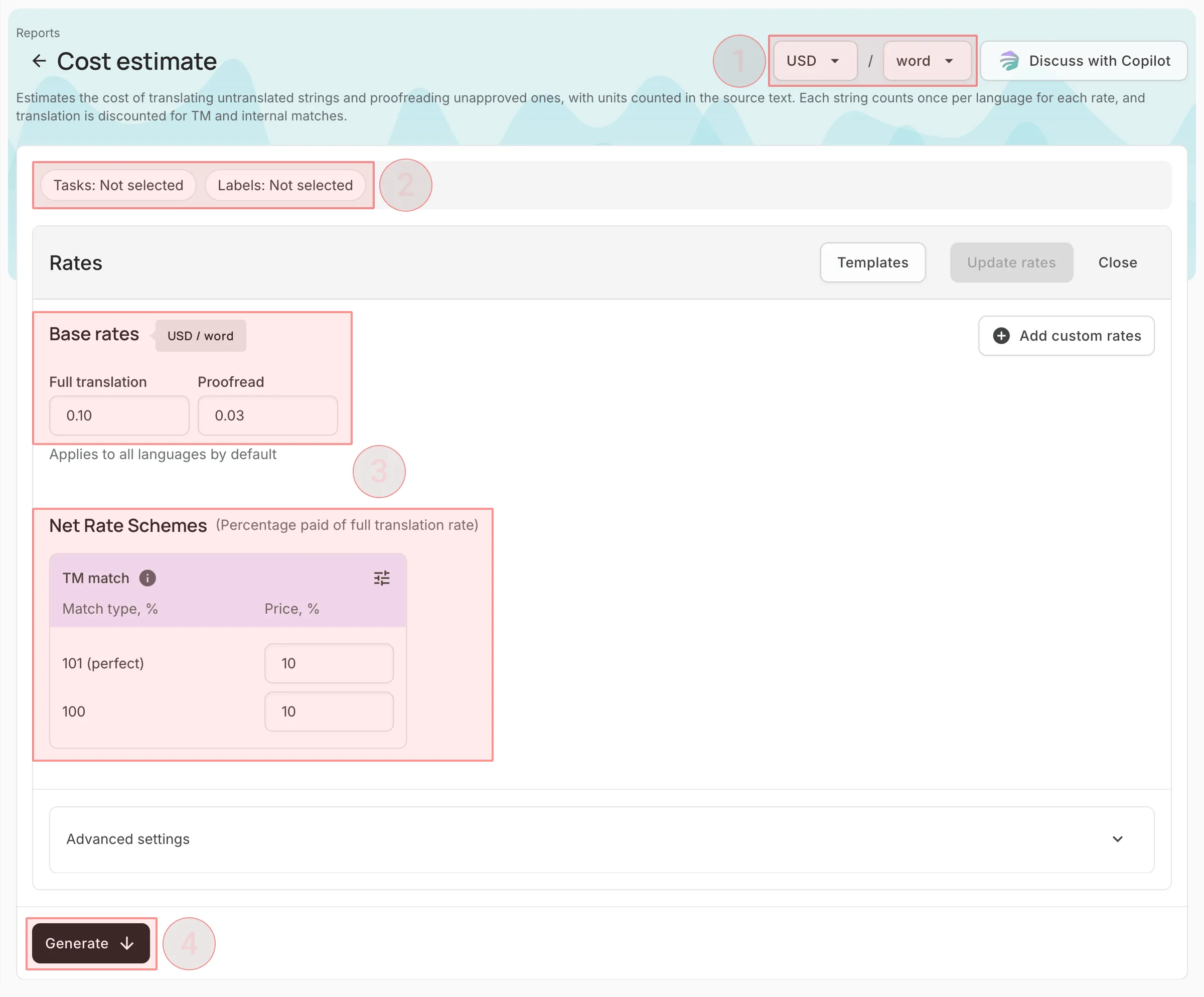 Generating Cost Estimate