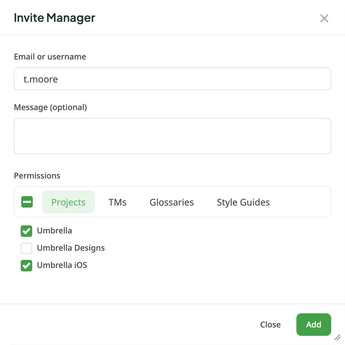 Manager einladen
